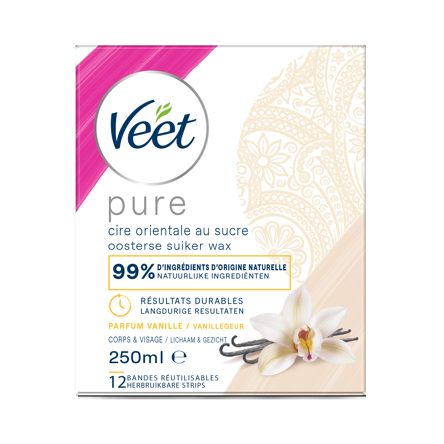 Cire chaude orientale au sucre parfum vanille – Visage et Corps – Veet Pure | Veet